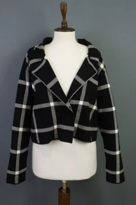 Blazer Suéter Cárdigan SARAH PACINI Negro Cuadros Un Botón Talla Única Foto 1 de 4