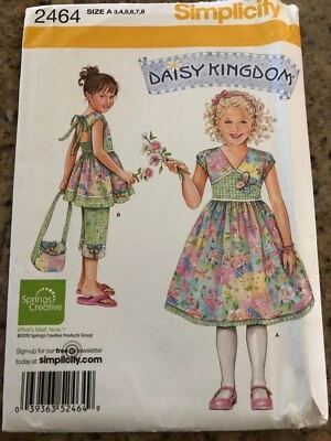 🌺 DAISY KINGDOM - SIMPLICITY #2464-GIRLS SUMMER DRESS-CAPRIS-TOP PATTERN 3-8 FF - Image 1 of 2