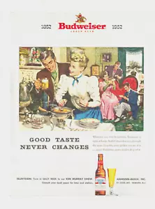 1952 BUDWEISER BEER vintage ART PRINT AD tall glass Victorian old west party L12 - Picture 1 of 1