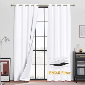 White Blackout Curtains for Bedroom,Noise Reducing Thermal Insulated Curtains an - Picture 1 of 7