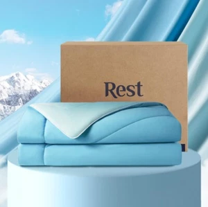 REST Evercool Cooling Comforter (REST-SCDOOK-N) King/Cali King, Blue 106” x 90” - Picture 1 of 11
