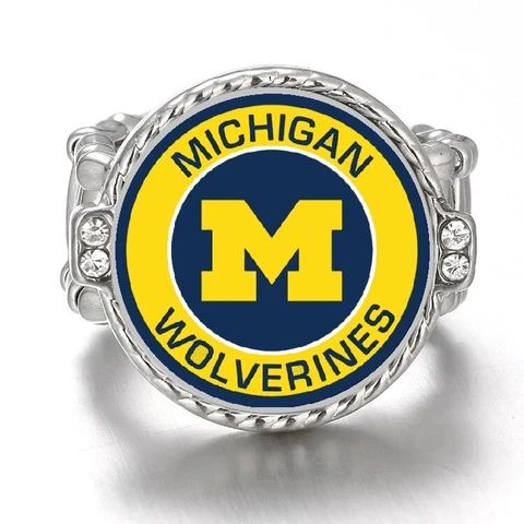 Michigan Wolverines Women's Silver Crystal Accent Ring w Gift Pkg D12 Cover