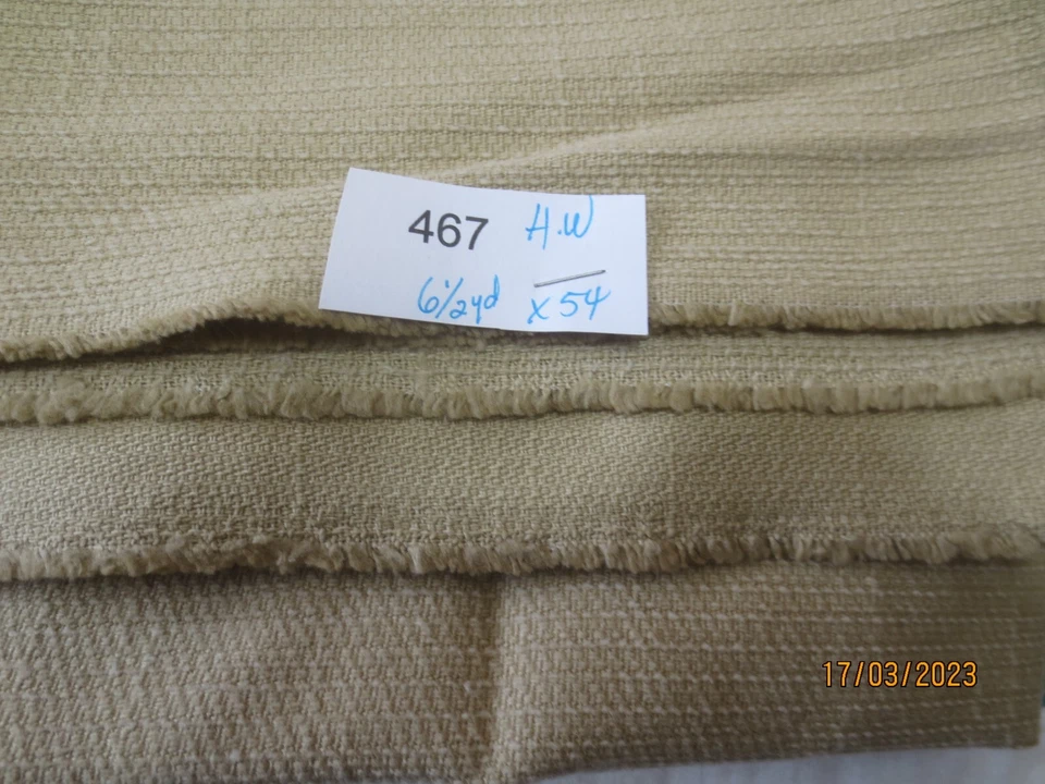 Vintage 6.5 yds x 54" Heavy Weight Solid Tan Home Decor Textured Fabric - Image 1 of 1