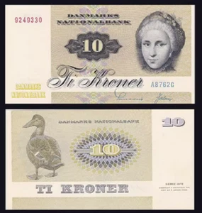1975-1978 Denmark 10 Kroner P-48 UNC NEW Banknotes - Picture 1 of 2