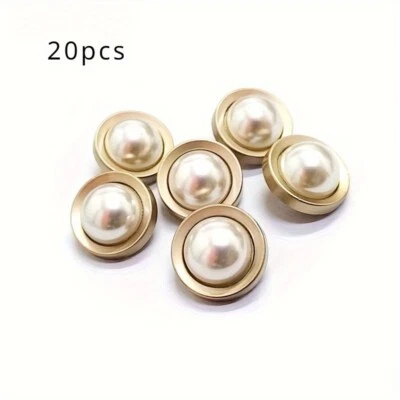 20x Faux Pearl Half Round Buttons Metal for DIY Elegant Clothes Craft Sew Modern - Image 1 of 4