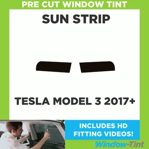 Pre Cut Tinted Sunstrip - For Tesla Model 3 2017+ - 5% Limo Internal - Picture 1 of 5