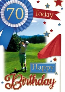 Age 70 Male Golf Birthday Card. 70 Today Happy Birthday Card - Picture 1 of 1