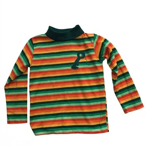 Vintage Shirt Girls Striped Embroidered Key Heart Long Sleeve Green Healthtex  - Picture 1 of 7