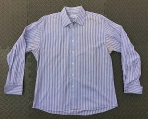 BARNEYS NEW YORK Long Sleeve French Cuffs Button Shirt Striped Large 16 1/2 - 35 - Picture 1 of 7