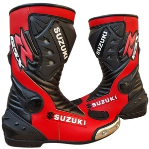 Suzuki GSXR Red Motorbike leather Boots Riding Motorcycle Racing Sports Shoes - Picture 1 of 1