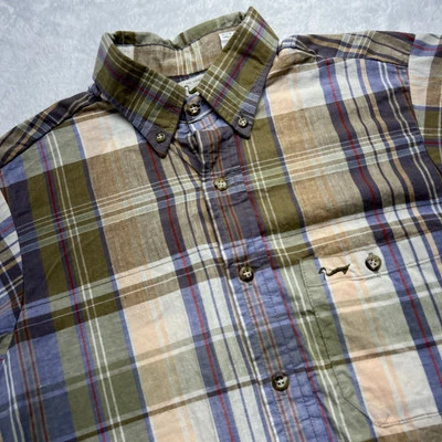 Duxbak Button Down Short Sleeve Vintage Made in USA Shirt Men M Green Plaid - Image 1 of 4