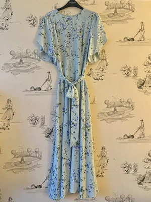 Hobbs London Pure Silk Sophia Floral Midi Occasion Event Dress Green UK 12 VGC - Image 1 of 4