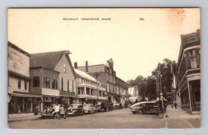 Farmington ME-Maine, Broadway, Main Business Section, Antique Vintage Postcard - Picture 1 of 2
