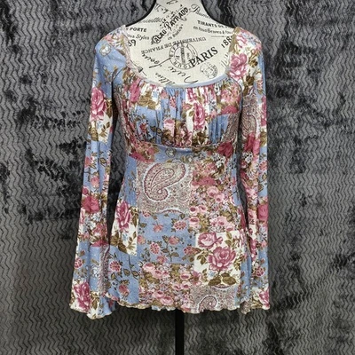 De Colección Y2K Babydoll Top Juniors L Floral Patchwork Años 90 Lechera Y2K Cachemira Cabricha Foto 1 de 4