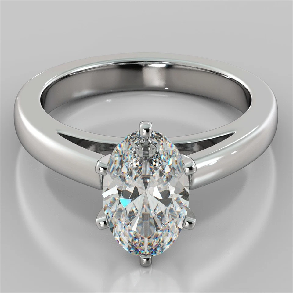 Oval Cut 2.00 Ct Lab Grown Diamond Wedding Ring Solid 950 Platinum - Image 1 of 4