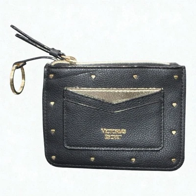 Victoria's Secret Cartera Portatarjetas de Crédito Bolsa para Monedas Llavero Negro Pequeño Foto 1 de 4