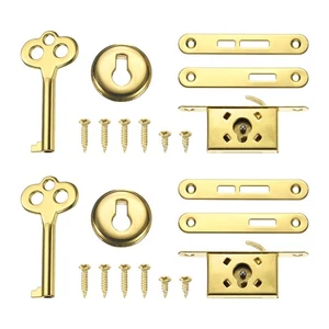 Set di 2 Mini Lucchetto Retro Serratura Scatola di Ricambio per Scatola Vino e Armadio, Oro - Foto 1 di 7