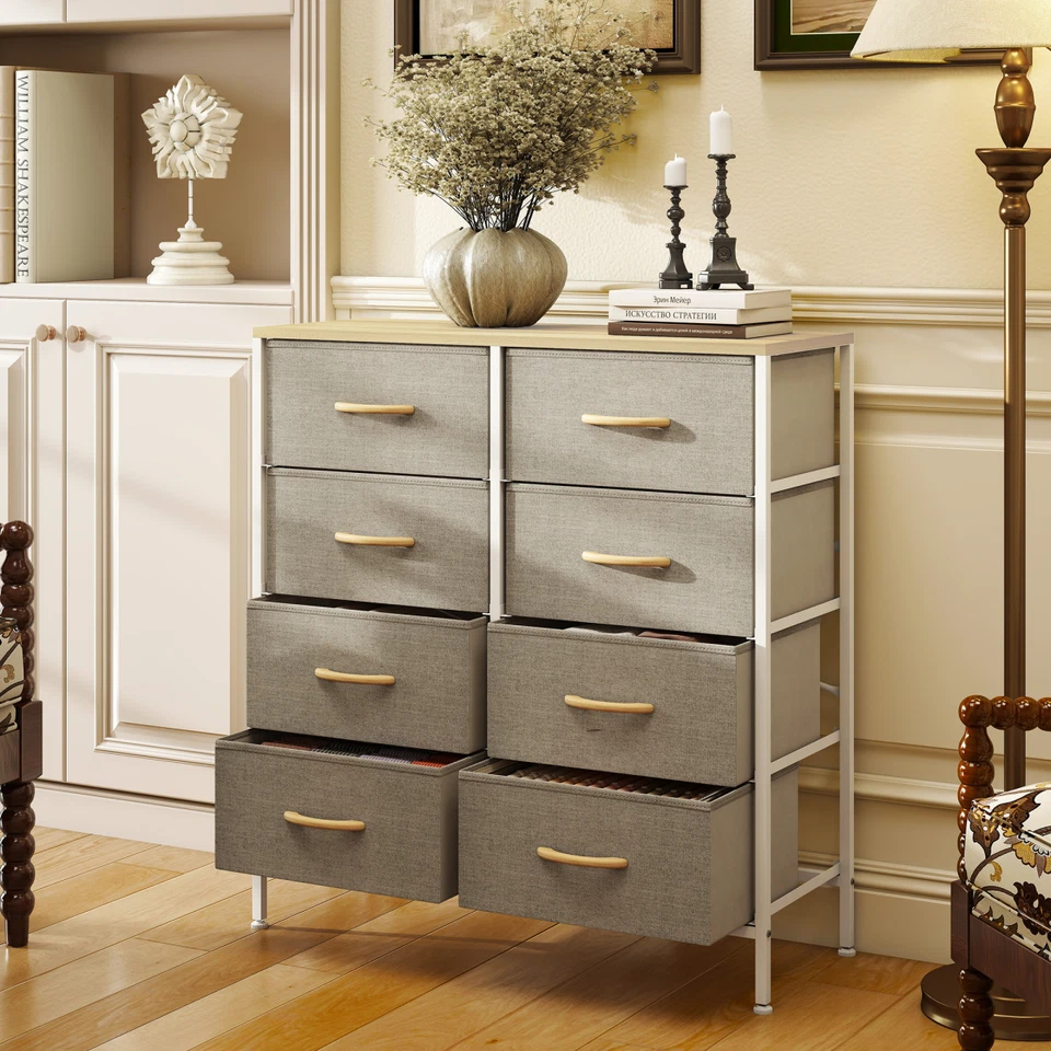 Light Grey Maple Wood-effect Chest of Drawers, 80x30x81.5cm, MDF & - Image 1 of 4