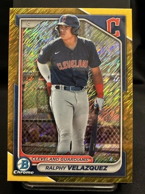 2024 Bowman Ralphy Velazquez Chrome Prospects Gold Shimmer /50 - Image 1 of 2