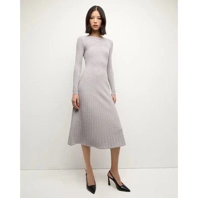 Vestido Veronica Barba Nami Tejido Gris Plateado Metálico Suéter Manga Larga Talla L Foto 1 de 4