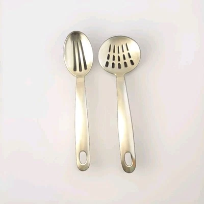 Oneida Stainless Steel Spoons Slotted Cooking Utensil Set Of 2 Skimmers - Image 1 of 4
