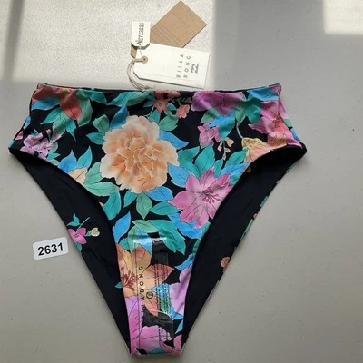 Bikini Billabong Natación Parte Inferior Tropic Time Reversible Cintura Alta Pequeño Floral Nuevo Foto 1 de 4