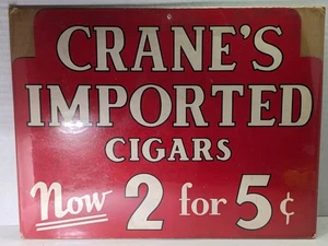 Letrero de etiqueta de caja de cigarros de grúa vintage de los años 30 original - Imagen 1 de 2