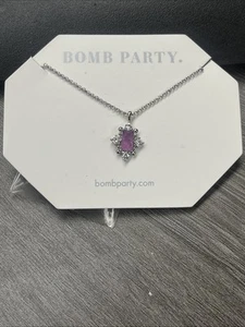 Bomb Party Necklace “Fierce In Sparkle” RBP3983 Purple Quartz Rhodium  *NO BOX - Picture 1 of 2