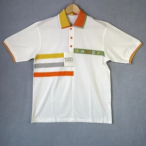 VTG HARDY AMIES Polo Shirt Men's Large NWT Designer London Casual Golf White - Picture 1 of 9