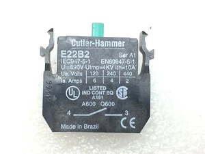 E22B2 CUTLER HAMMER Contact Blocks N.O. SPST Screw 10A 380VAC 1 UNIT - Picture 1 of 2