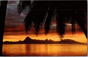 Crépuscule Sur Moorea Tahiti Carte Postale Expédié - Picture 1 of 2
