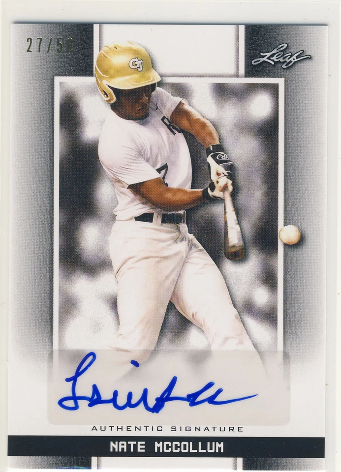 NATE MCCOLLUM 2019 Leaf Perfect Game PG National Showcase Black AUTO /50 UNC WR - Image 1 of 1