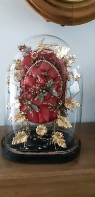 ANCIEN GLOBE DE MARIEE NAPOLEON III VERRE OVALE SOCLE BOIS NOIRCI XIX EME  - Photo 1/4