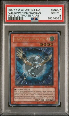 YUGIOH 1ST FOTB-EN007 CRYSTAL BEAST SAPPHIRE PEGASUS ULTIMATE PSA 8 NM #88246082 - Image 1 of 2