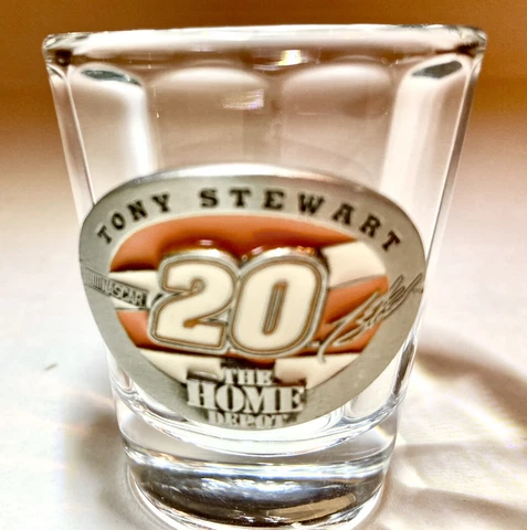 Tony Stewart,  Home Depot Heavy Duty Shot Glass, Rare 1999 Fine Pewter Emblem Cover
