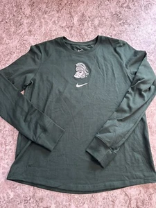 NWOT Women’s Nike Michigan State Spartans Tshirt Long Sleeve Small Green - Picture 1 of 7