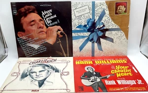 Vtg Country Vinyl Record Lot of 4 LPS J. Cash H. Williams, W. Nelson, C. Rich - Picture 1 of 15