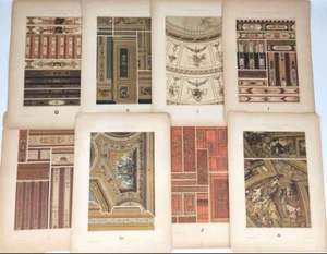 8 antichi piatti francesi a colori architettura rinascimentale 16° - XVIII secolo litografia - Foto 1 di 12