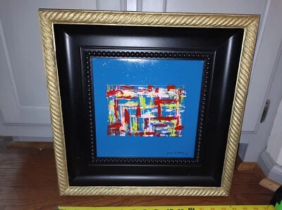 Large Framed Signed Modern Art Abstract Acrylic Painting w/COA Multi Color - Image 1 of 4