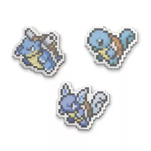 Squirtle, Wartortle, Blastoise Pokémon Pixel Pins (3-Pack) Pokemon Center New - Picture 1 of 3
