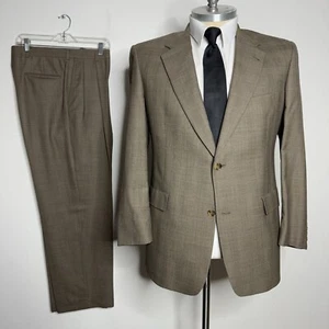 Hart Schaffner & Marx Suit 42L 33W Mens Brown Check Wool - Picture 1 of 16
