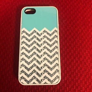 Chevron Pattern Turquoise Grey White Mixed Rubber Iphone 5 Case (Brand New) - Picture 1 of 3