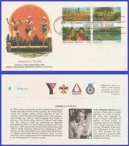 USA4 #2160-63 U/A FLEETWOOD FDC BL4  International Youth Year Boy Scouts - Picture 1 of 1
