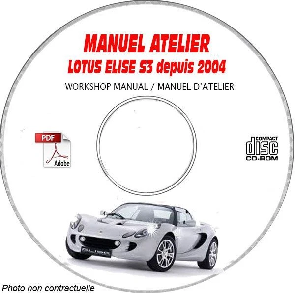 ELISE S3 04- Manuel Atelier CDROM LOTUS Anglais Revue technique Expédition - -- - Photo 1/1