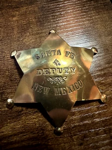 Vintage Messing Deputy Badge Santa Fe New Mexico USA 1970 Original FOX Trademark - Bild 1 von 4