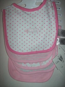 Conjunto de baberos de 5 piezas de calvin Klein para niñas firma a rayas lunares corazón rosa - Imagen 1 de 5