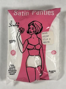 Vintage NIP White Nylon Satin Panties by Simley Size 8 - Picture 1 of 2