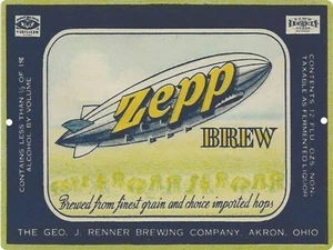 Zepp Brew Beer label Reproduction Metal Sign 9"x12" Akron OHIO - Picture 1 of 3