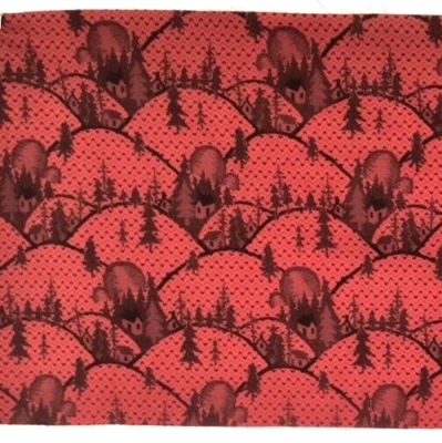 Thimbleberries for RJR Fashion Fabrics 13" x 43" Red Black Christmas Themed - Image 1 of 4