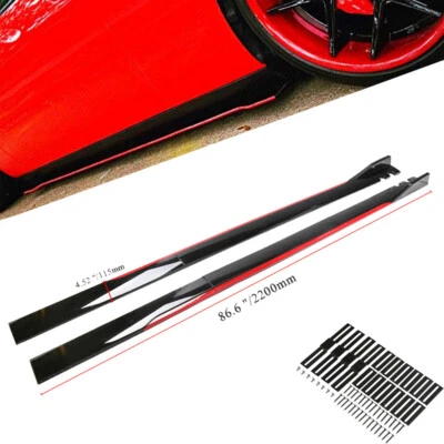 For Dodge Challenger R/T SRT 392 Black Red Side Skirt Rocker Panel Splitter Lip - Image 1 of 4
